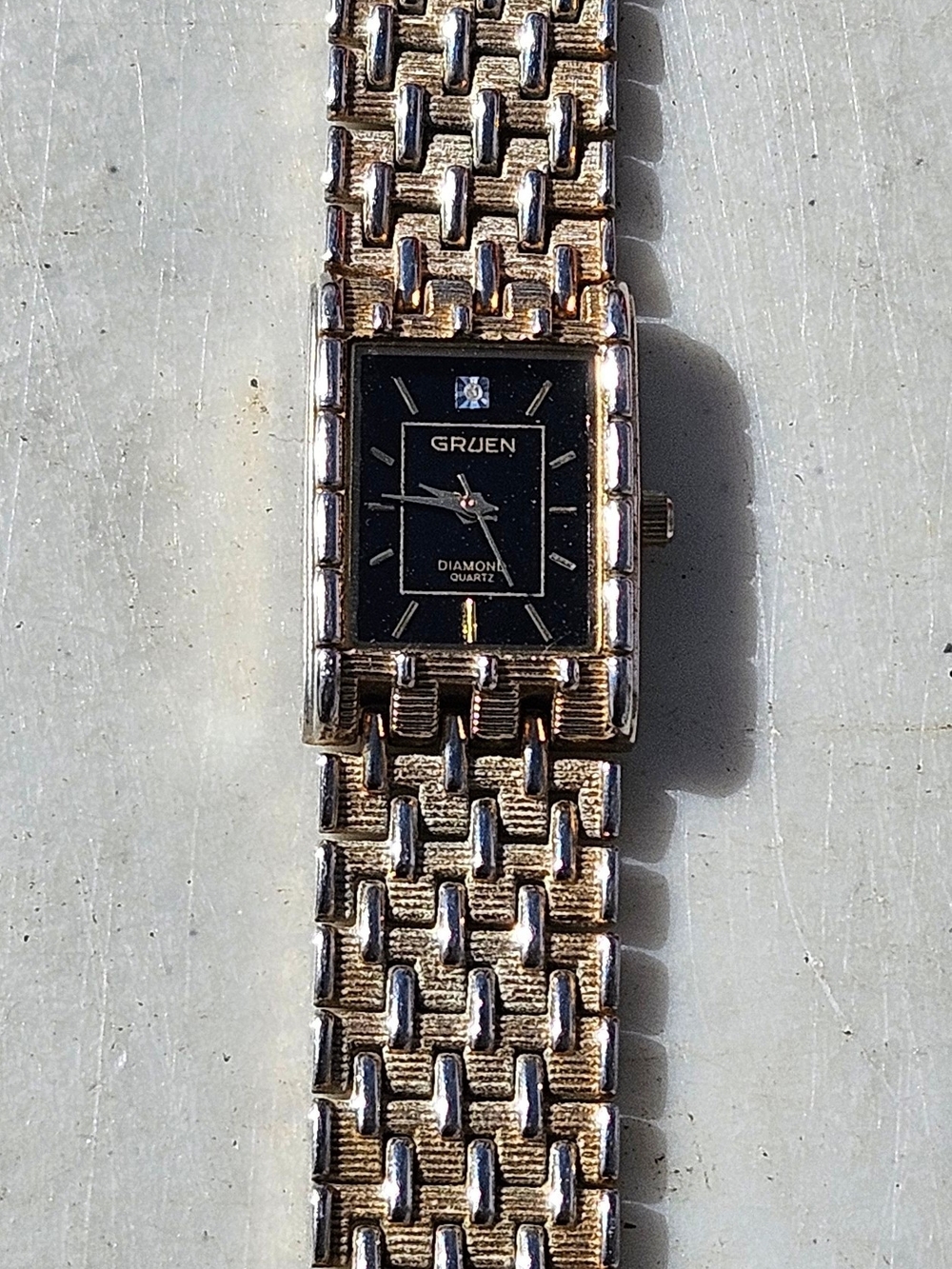 Gruen Women’s Gold-Tone Diamond Accent Rectangular Watch - Gold/Black